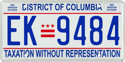 DC license plate EK9484