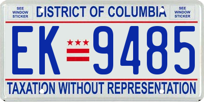 DC license plate EK9485
