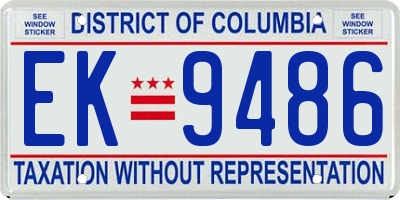 DC license plate EK9486