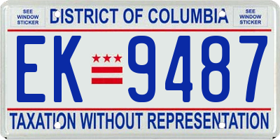 DC license plate EK9487