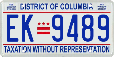 DC license plate EK9489