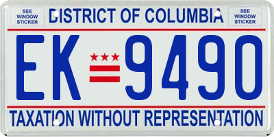 DC license plate EK9490