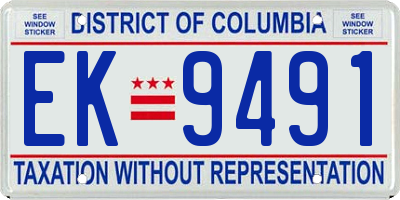 DC license plate EK9491