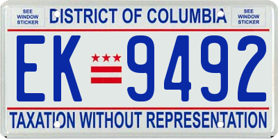 DC license plate EK9492