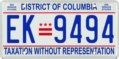 DC license plate EK9494