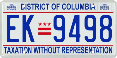 DC license plate EK9498