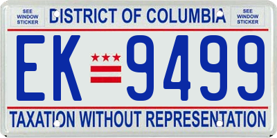 DC license plate EK9499