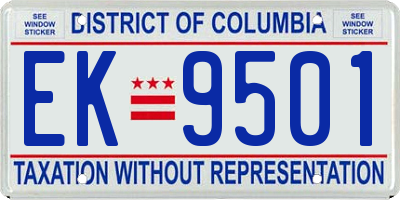 DC license plate EK9501
