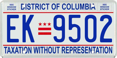 DC license plate EK9502