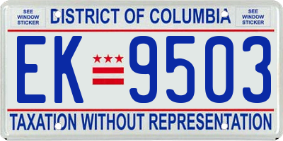 DC license plate EK9503