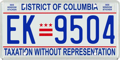 DC license plate EK9504