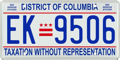 DC license plate EK9506