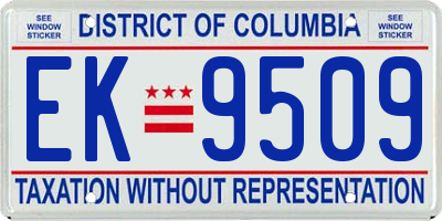 DC license plate EK9509