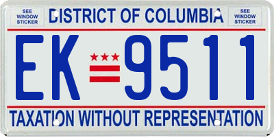 DC license plate EK9511