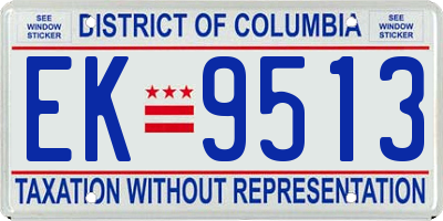 DC license plate EK9513