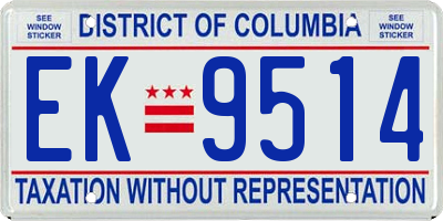 DC license plate EK9514
