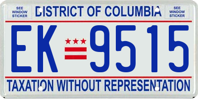 DC license plate EK9515