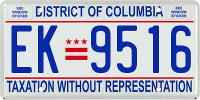 DC license plate EK9516