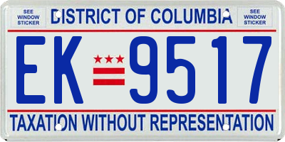 DC license plate EK9517