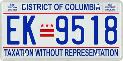 DC license plate EK9518