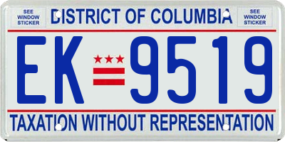 DC license plate EK9519