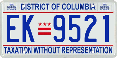 DC license plate EK9521