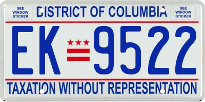 DC license plate EK9522