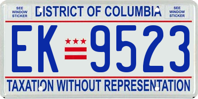 DC license plate EK9523