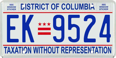 DC license plate EK9524