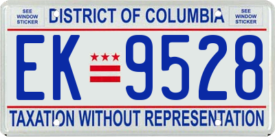 DC license plate EK9528