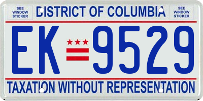 DC license plate EK9529