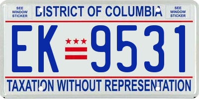 DC license plate EK9531