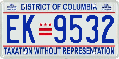 DC license plate EK9532