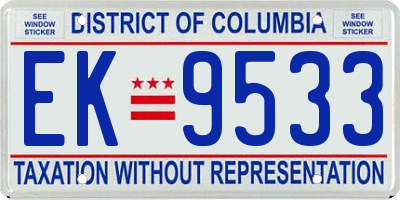 DC license plate EK9533