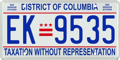 DC license plate EK9535