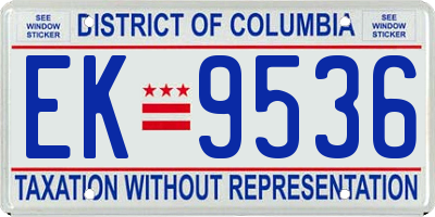 DC license plate EK9536