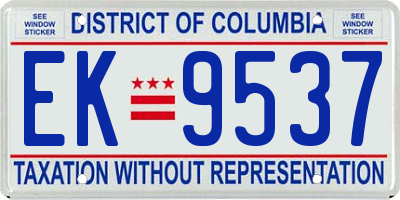 DC license plate EK9537