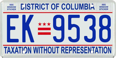 DC license plate EK9538
