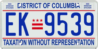 DC license plate EK9539