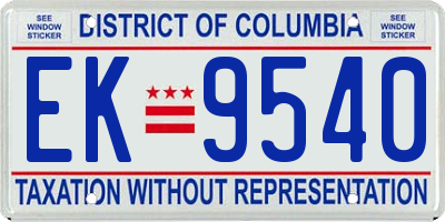 DC license plate EK9540