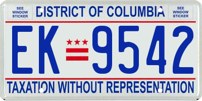 DC license plate EK9542