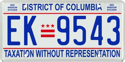 DC license plate EK9543