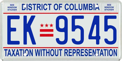 DC license plate EK9545