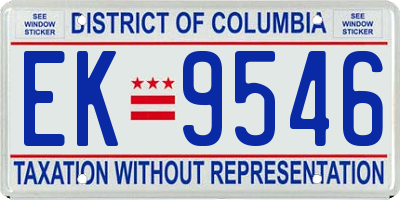 DC license plate EK9546