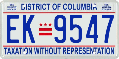 DC license plate EK9547