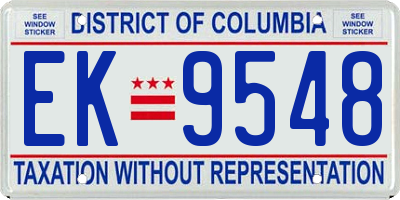 DC license plate EK9548