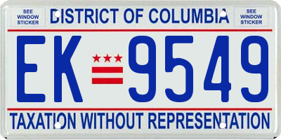 DC license plate EK9549