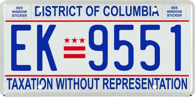 DC license plate EK9551