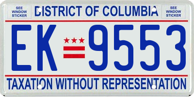 DC license plate EK9553