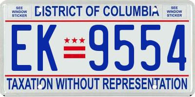 DC license plate EK9554
